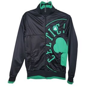 Boston Celtics NBA Mens Jacket Black Green Zipper Size Small UNK Blue Label